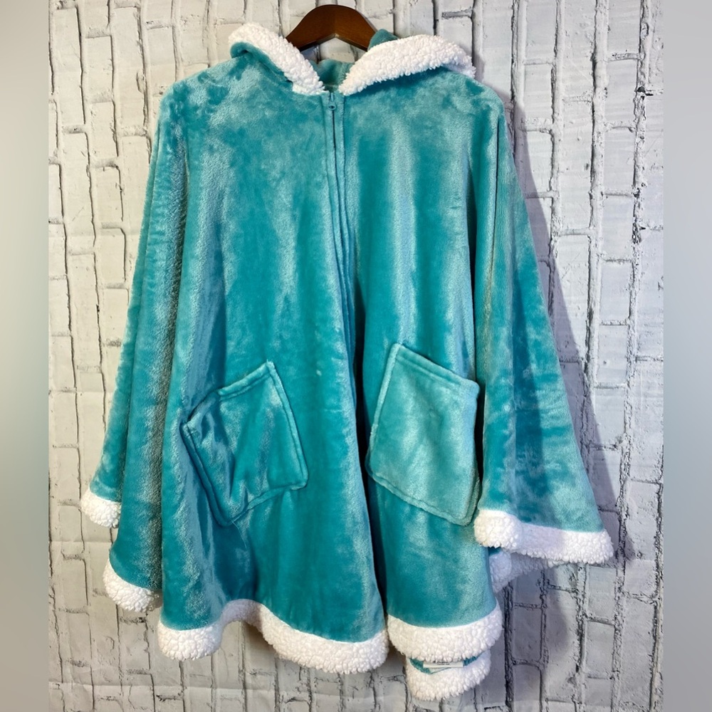 Plush Winter Blue Hooded Cape